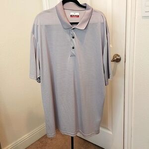 Grand Slam Shirt Mens XXLT Gray Striped Short Sleeve Button Up Polo
